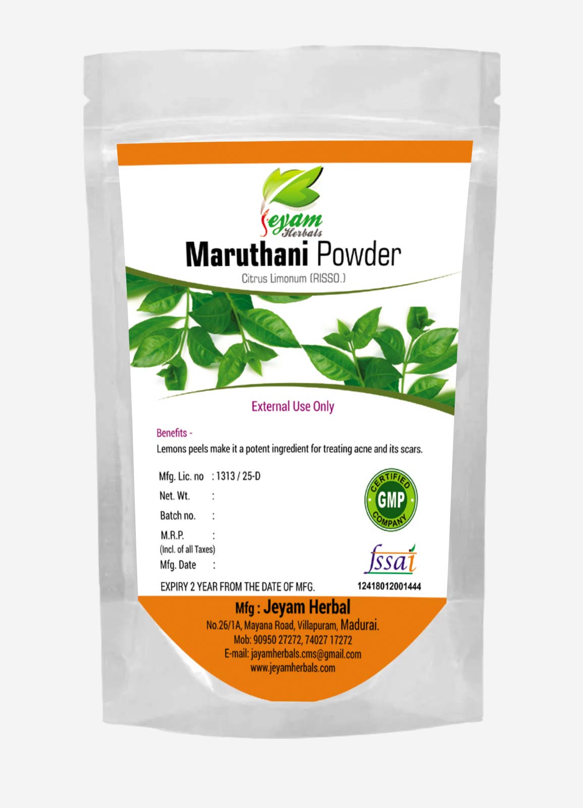 Jeyam Herbals Maruthani Powder | Lawsonia Inermis | Henna Leaves | Mehandi  | Mailanji | Gorintaaku
